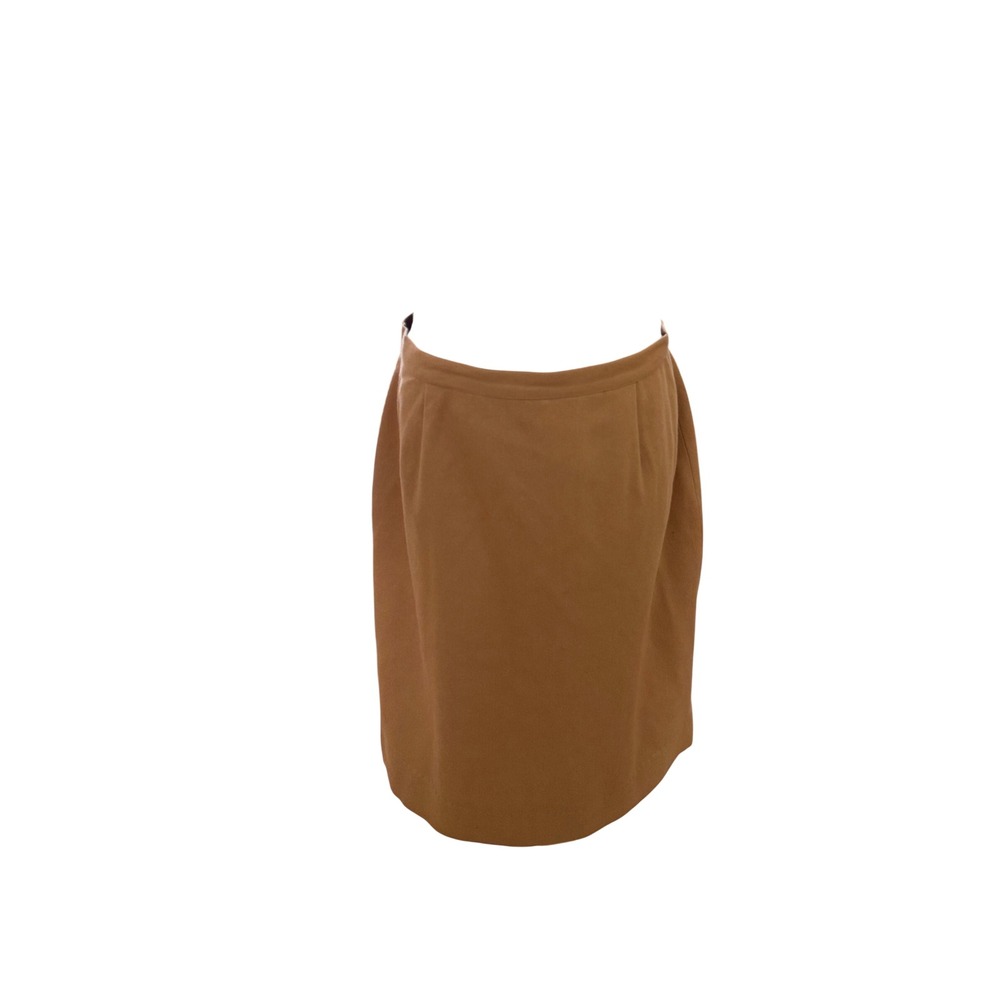 Heritage Court Vintage Tan 100% Wool Pencil Skirt Mid Length Size 16 Camel USA